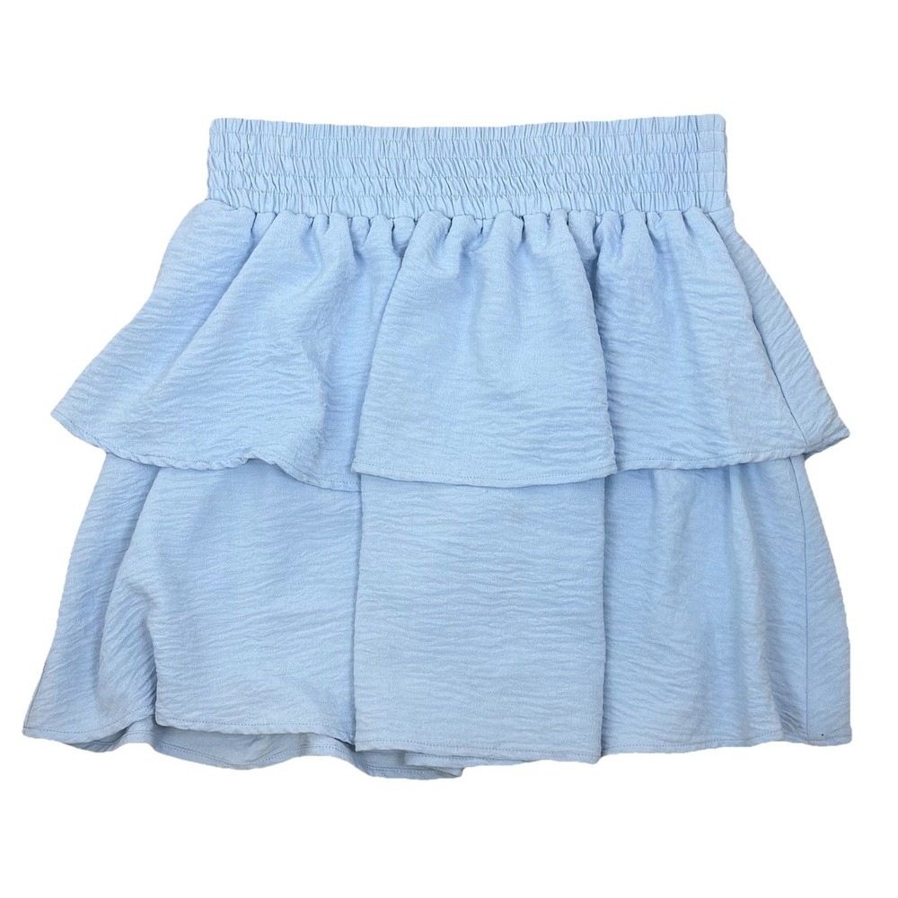 Women's LOLA Grace Light Blue Tiered Layered Ruffle Skirt Size Small